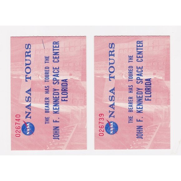 1972 NASA Kennedy Space Center Tour Tickets Sequential Pair Pink + Blue Set - Picture 4 of 5